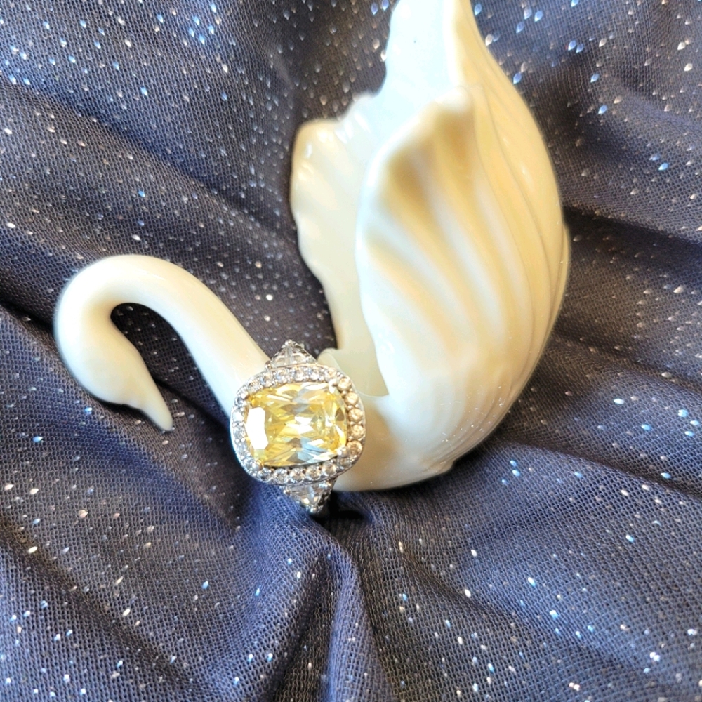 Faux Canary Yellow Diamond Sterling Silver Ring